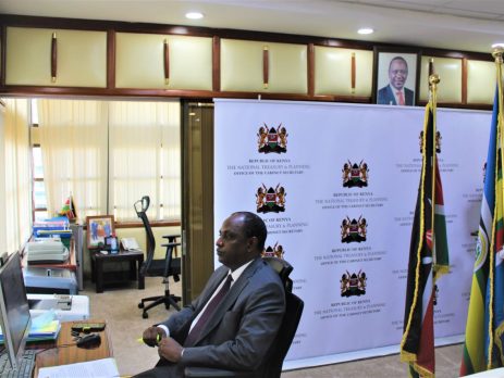 The National Treasury & Planning, Cabinet Secretary, Hon (Amb) Ukur Yatani officially opening the 9th Kenya National M&E week